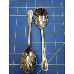 Lot of 2 Cuisinart Sugar Shell Spoon 18/10 Stainless Beaded Edge 6 Inches